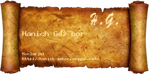 Hanich Gábor névjegykártya