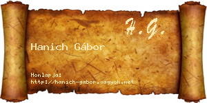 Hanich Gábor névjegykártya